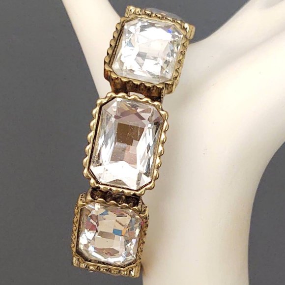 Gold and clear glass cuff - Picture 1 of 13